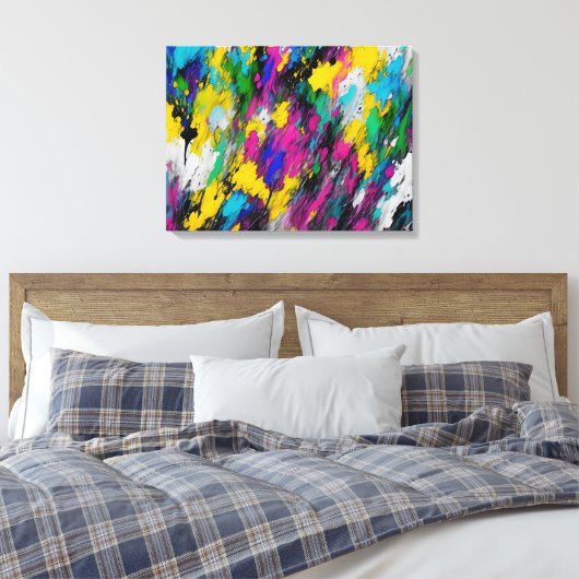 Abstracte verfspatten canvas afdruk (Insitu (Slaapkamer))