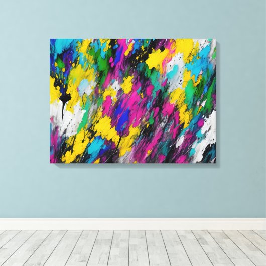 Abstracte verfspatten canvas afdruk (Insitu (Houten vloer))