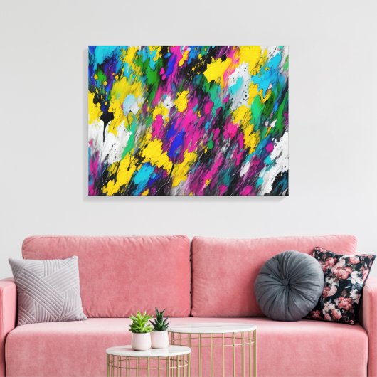 Abstracte verfspatten canvas afdruk (Insitu (Woonkamer))