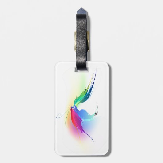 Abstracte verfsplattervlinder bagagelabel (Achterkant verticaal)