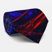 Abstracte verfstreepjes rood blauw op zwarte Strop Stropdas (Opgerold)