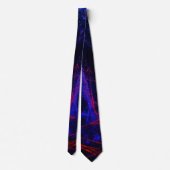 Abstracte verfstreepjes rood blauw op zwarte Strop Stropdas (Achterkant)