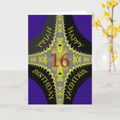 Abstracte verjaardagskaart voor een 16-jarige kaart (Gele Bloem)