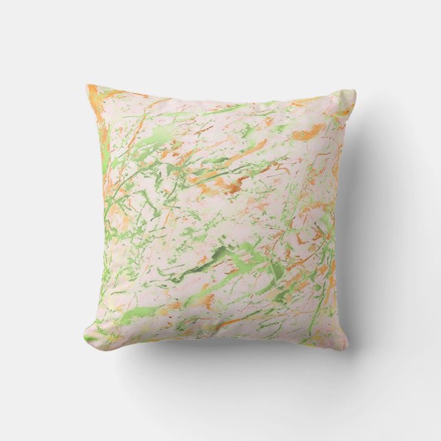 Abstracte Verse Mint Roze Goud Marmer Luxe Pastel Kussen (Voorkant)