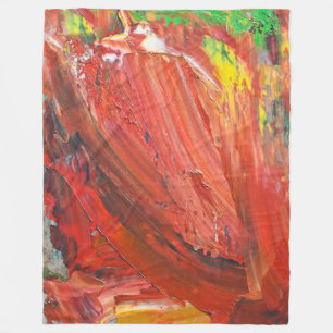 Abstracte Verticale Beweging in Rood Fleece Deken