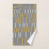 Abstracte, verticale lijnen, grijs, geel, wit bad handdoek (Handdoek)
