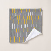 Abstracte, verticale lijnen, grijs, geel, wit bad handdoek (Wasdoekje)