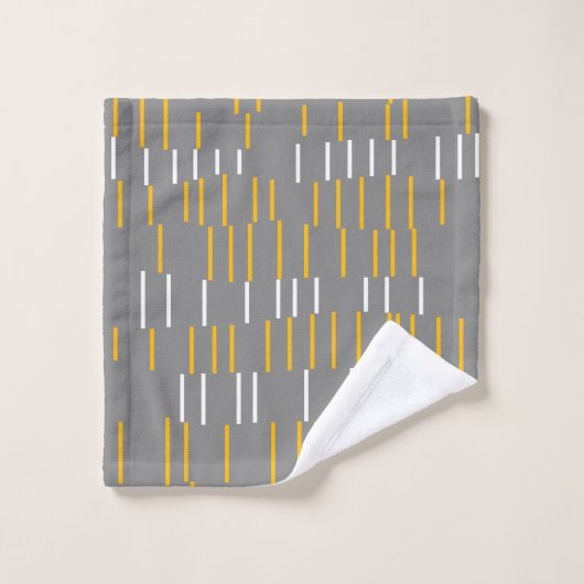Abstracte, verticale lijnen, grijs, geel, wit bad handdoek (Wasdoekje)