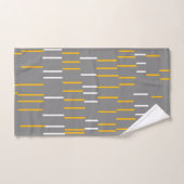 Abstracte, verticale lijnen, grijs, geel, wit bad handdoek (Handdoek)