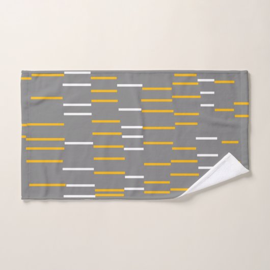 Abstracte, verticale lijnen, grijs, geel, wit bad handdoek (Handdoek)