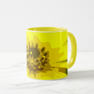 Abstracte Viergele Daisy Flower Mok