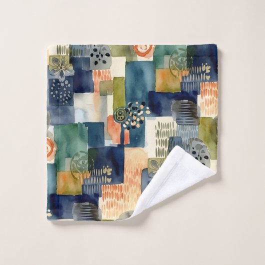 Abstracte vierkante patronen washandje (Wasdoekje)