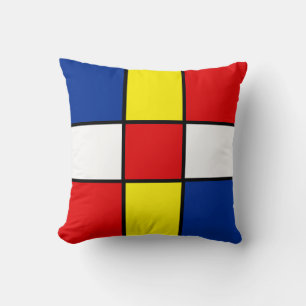 Abstracte vierkanten in Mondrian-stijl kussensloop Kussen
