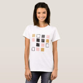 Abstracte vierkanten Roze Zwart Tan Wit T-shirt (Voorkant volledig)