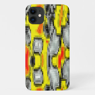 Abstracte vierkantjes gevormd uit krassen boven ge iPhone 11 hoesje