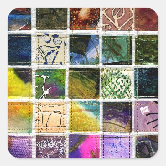 Abstracte vierkantjes vierkante sticker (Voorkant)