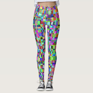 Abstracte vierkantjes vormen veelkleurig patroon leggings
