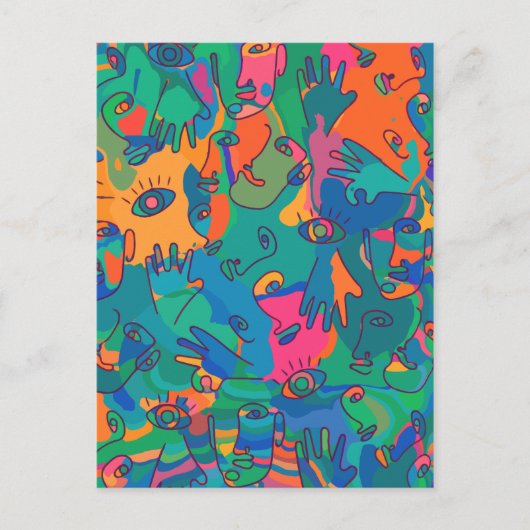 Abstracte vingerafdruklijn Briefkaart (Voorkant)