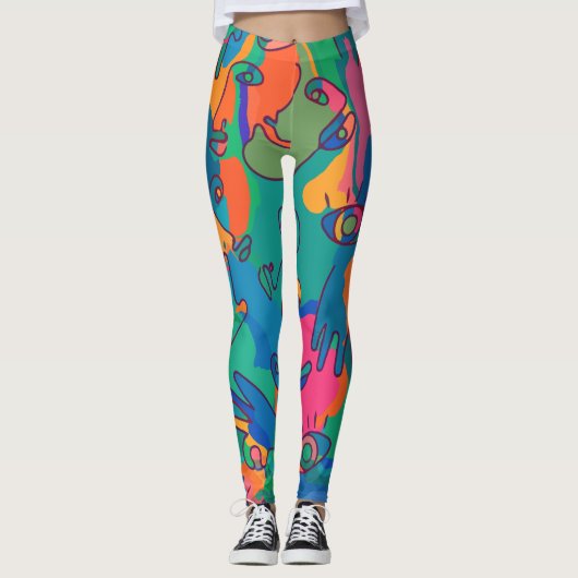 Abstracte vingerafdruklijn Leggings (Voorkant)