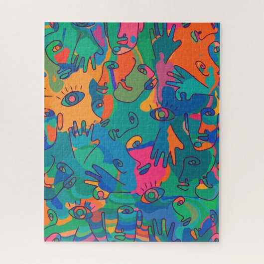 Abstracte vingerafdruklijn Legpuzzel (Verticaal)