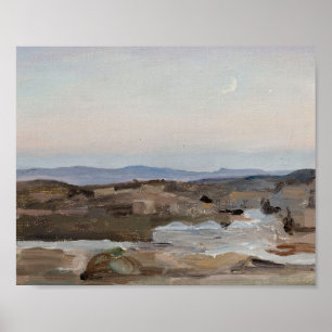 Abstracte vintage landschap zonsondergang kunstpri poster