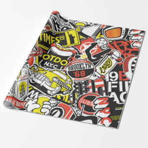 Abstracte vintage van de New Yorkse sticker Cadeaupapier