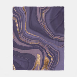 Abstracte violetmarmer met goud fleece deken