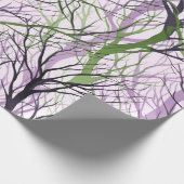 Abstracte violette groene boomtakken cadeaupapier (Hoek)