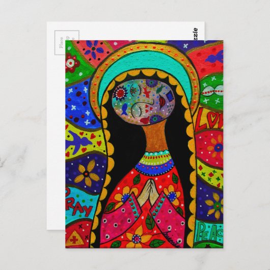 ABSTRACTE VIRGIN GUADALUPE BRIEFKAART (Voorkant / Achterkant)