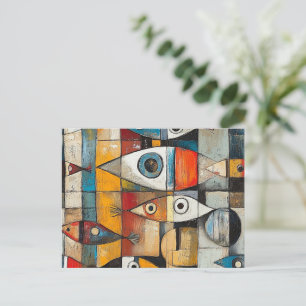 Abstracte viskunst briefkaart