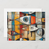 Abstracte viskunst briefkaart (Voorkant / Achterkant)