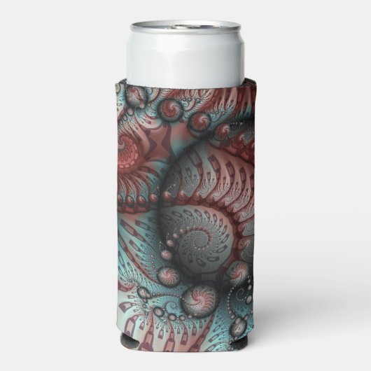 Abstracte Vivid Fantasy Fractal Art Bruin Blauw (Seltzer Voorkant)