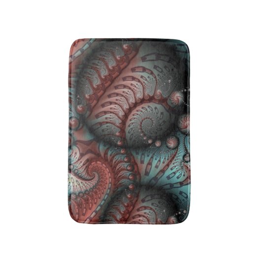 Abstracte Vivid Fantasy Fractal Art Bruin Blauw Badmat (Voorkant Verticaal)