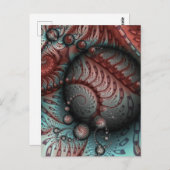 Abstracte Vivid Fantasy Fractal Art Bruin Blauw Briefkaart (Voorkant / Achterkant)