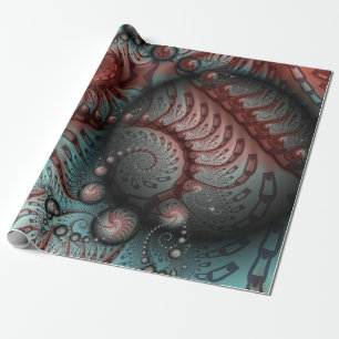 Abstracte Vivid Fantasy Fractal Art Bruin Blauw Cadeaupapier