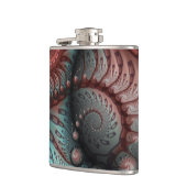 Abstracte Vivid Fantasy Fractal Art Bruin Blauw Heupfles (Links)