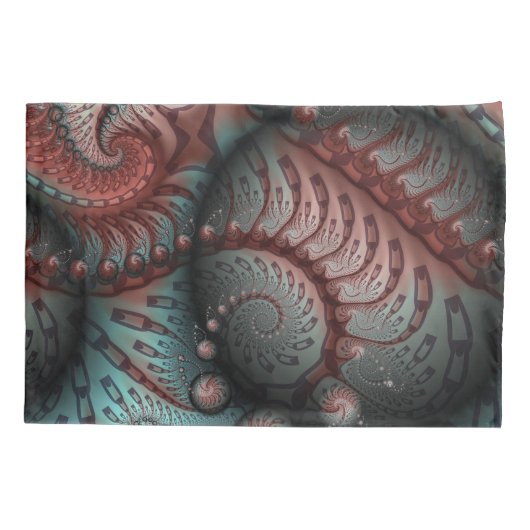 Abstracte Vivid Fantasy Fractal Art Bruin Blauw Kussensloop (Achterkant)