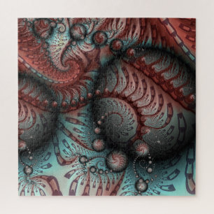 Abstracte Vivid Fantasy Fractal Art Bruin Blauw Legpuzzel