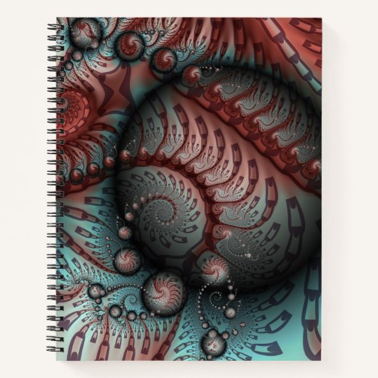 Abstracte Vivid Fantasy Fractal Art Bruin Blauw Notitieboek (Voorkant)