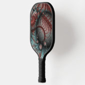 Abstracte Vivid Fantasy Fractal Art Bruin Blauw Pickleball Paddle (Links)