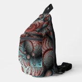 Abstracte Vivid Fantasy Fractal Art Bruin Blauw Sling Bag (Rechterhoek)