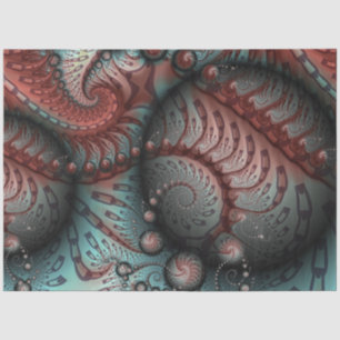 Abstracte Vivid Fantasy Fractal Art Bruin Blauw Tissuepapier