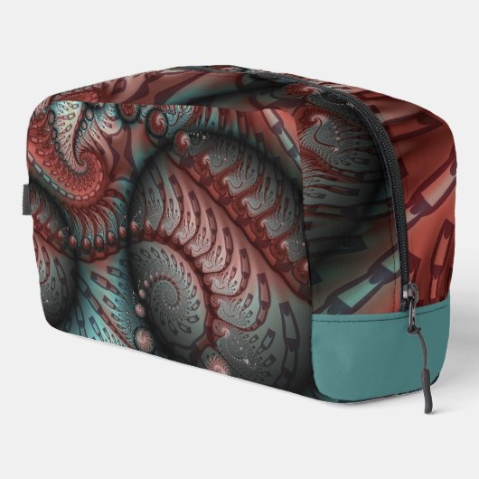 Abstracte Vivid Fantasy Fractal Art Bruin Blauw Toilettasje (Rechterhoek)