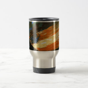 Abstracte vlag op Fire Aluminium Travel Mug Reisbeker