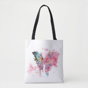 Abstracte Vlinder Creatieve Waterverf Natuur Boho Draagtas