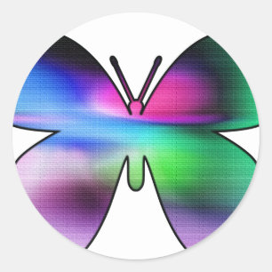 Abstracte vlinder kleurrijk ronde sticker