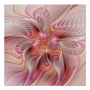 Abstracte Vlinder Kleurrijke Fantasie Fractale Kun Perfect Poster