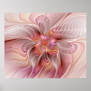 Abstracte Vlinder Kleurrijke Fantasie Fractale Kun Poster