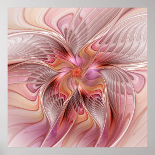 Abstracte Vlinder Kleurrijke Fantasie Fractale Kun Poster