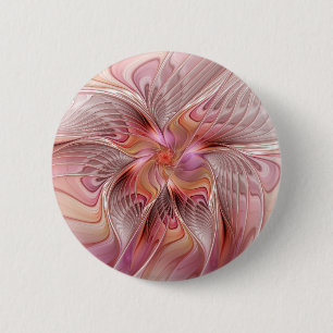 Abstracte Vlinder Kleurrijke Fantasie Fractale Kun Ronde Button 5,7 Cm